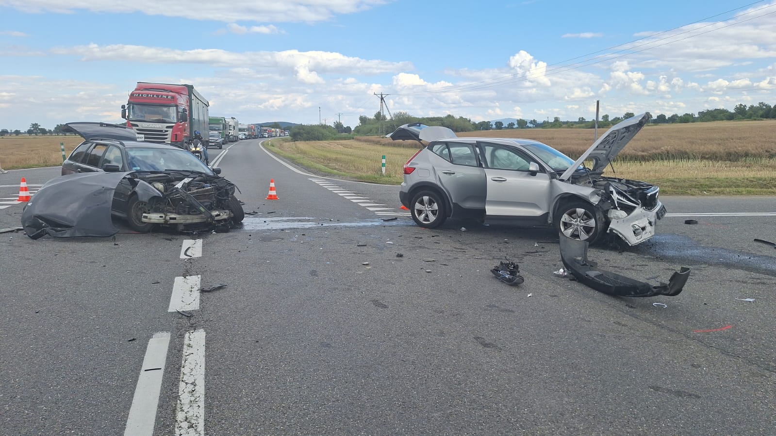 Wypadek na krajowej „piątce” na wysokości miejscowości Rusko 